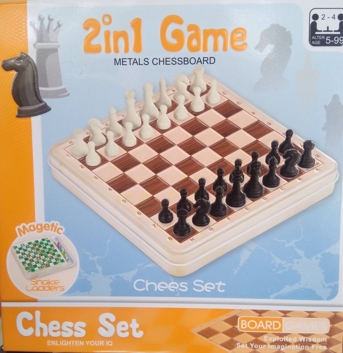 2 in 1 Game Metals Chessboard