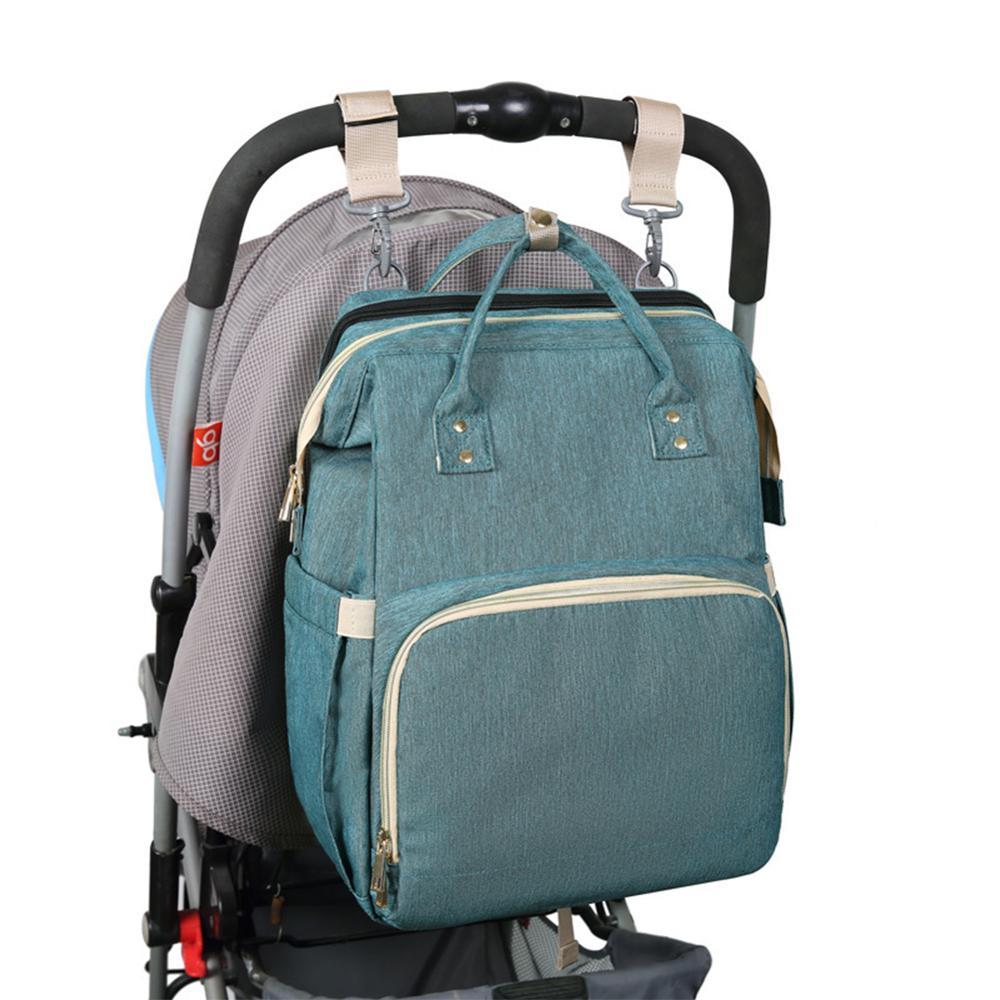 3-In-One Diaper Bag Portable Bed - mint green