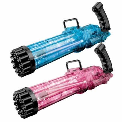 New 21-hole Light Gatling Bubble Gun Children's Electric Bubble Machine Toy - PINK