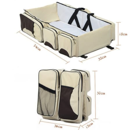 3 in 1 Portable Bassinet Diaper Change Station Bag  - Beige