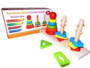 Multicolored Rainbow Three Tower Toy
