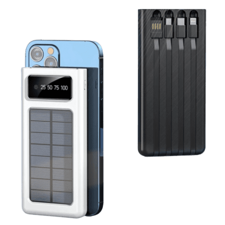 Solar Power bank with built-in cables - 20000mah