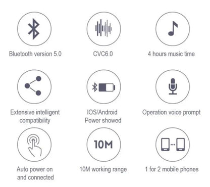 T2 Mini Bluetooth 5.0 Earphone Wireless Headphones with charging box - Black