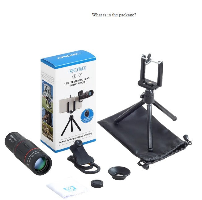 APEXEL 18X Telescope Zoom Mobile Phone Lens for iPhone Samsung Smartphones with tripod 18XTZJ